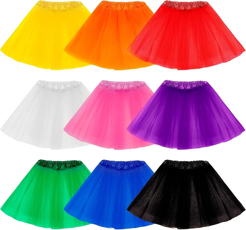 Hoemwarm 9 PCS 4 Layers Tutu Skirt for Toddler Girls, Princess Tutu Dresses for Toddler Girls 2-8 Years Birthday Party Fluffy Tulle Tutu Dresses Multicolor - Image 1